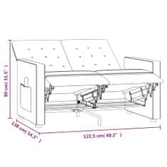 Vidaxl 2-miestne sklápacie masážne kreslo vínové látkové