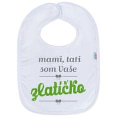 NEW BABY Dojčenský bavlnený podbradník mami, oci som Vaše zlatíčko