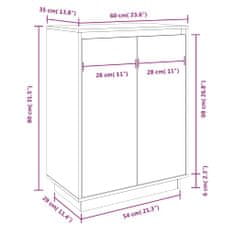 Vidaxl Skrinka na topánky sivá 60x35x80 cm masívna borovica