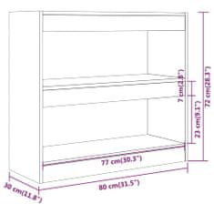 Vidaxl Knižnica/deliaca stena biela 80x30x72 cm