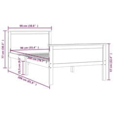 Vidaxl Posteľný rám medovo-hnedý borovicový masív 90x200 cm