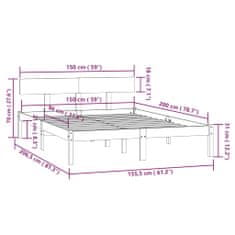 Vidaxl Posteľný rám sivý borovicový masív 150x200 cm UK kráľovský