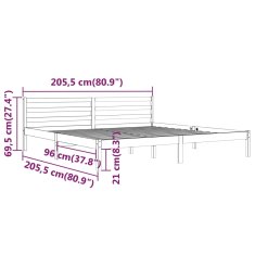 Vidaxl Rám postele masívna borovica 200x200 cm sivý