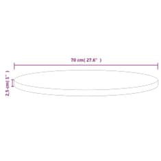 Vidaxl Stolová doska biela Ø70x2,5 cm masívna borovica