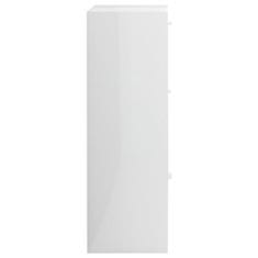 Vidaxl Úložná skrinka, lesklá biela 60x29,5x90 cm, drevotrieska