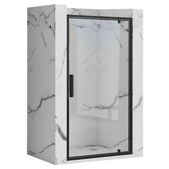 REA Rapid Swing, jednokrídlové výklopné sprchové dvere 70 x 195 cm, 6mm číre sklo, čierny profil, REA-K6407