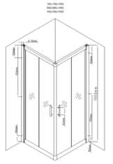 Mexen RIO sprchovací kút štvorec 70x70x190 cm 5mm chróm-dymové 860-070-070-01-40 - MEXEN