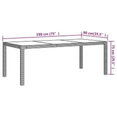 Petromila vidaXL Záhradný stôl biely 190x90x75 cm tvrdené sklo a polyratan