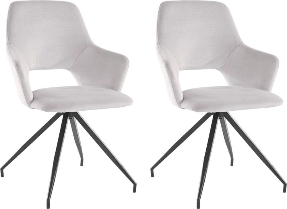 Danish Style Jedálenská stolička Trumpet (SADA 2 ks), zamat, svetlo šedá