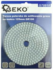 GEKO Brúsny diamantový kotúč 125 mm, zrno 100 suchý zips, brúsenie na mokro, GEKO