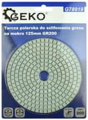 GEKO Brúsny diamantový kotúč 125 mm, zrno 200 suchý zips, brúsenie na mokro, GEKO