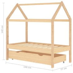 Petromila vidaXL Detský posteľný rám so zásuvkou borovicový masív 70x140 cm