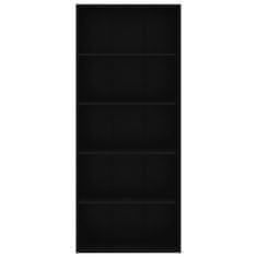 Petromila vidaXL Knižnica, 5 políc, čierna 80x30x189 cm, kompozitné drevo