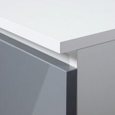 Akord Volně stojící psací stůl Ana 124 cm bílý/šedý - lesk