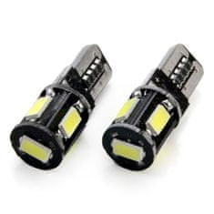 AMIO LED žiarovky CANBUS 5SMD 5730 T10 (W5W) biela