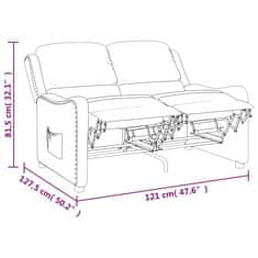 Vidaxl 2-miestne sklápacie masážne kreslo vínové látkové
