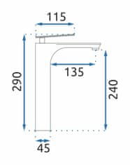 REA Berg, vysoká umývadlová batéria h-290, chrómová, REA-B2036