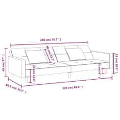 Vidaxl 2-miestna rozkladacia pohovka, 2 vankúše a podnožka sivá zamat