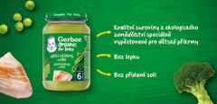 Gerber Organic detský príkrm brokolica s hráškom a krutím mäsom 6x190 g