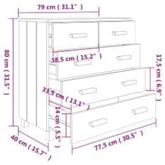 Vidaxl Komoda HAMAR, biela 79x40x80 cm, borovicový masív