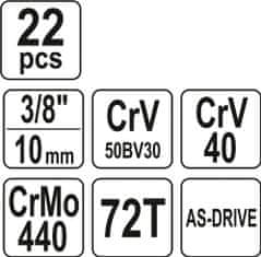 YATO Gola sada 3/8" 22 ks