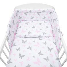 NEW BABY 3-dielne posteľné obliečky 90/120 cm biele motýle
