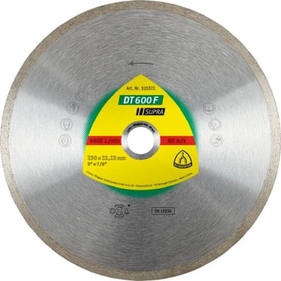 KLINGSPOR Plný diamantový kotúč 200Mm X 1,9Mm X 30/25,4Mm Dt600F pre keramiku