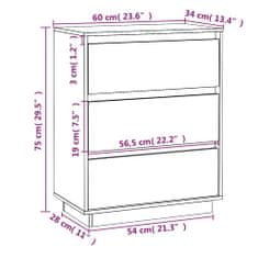 Vidaxl Komoda 60x34x75 cm borovicový masív