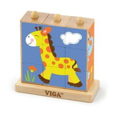 Viga Dřevěné puzzle kostky na stojánku Viga Zoo