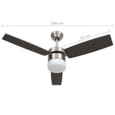 Petromila vidaXL Stropný ventilátor so svetlom a ovládačom 108 cm, tmavohnedý