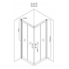 Mexen RIO sprchovací kút štvorec 70x70x190 cm 5mm chróm-dymové 860-070-070-01-40 - MEXEN