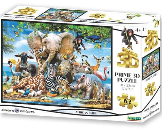 Prime 3D Puzzle Africký úsmev 3D 63 dielikov