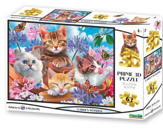 Prime 3D Puzzle Mačiatka v záhrade 3D 63 dielikov