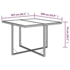Petromila vidaXL Záhradný stôl hnedý 109x107x74 cm polyratan a sklo