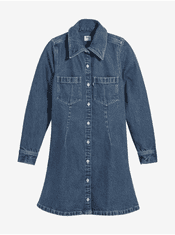 Levis Modré dámske rifľové košeľové krátke šaty Levi's S