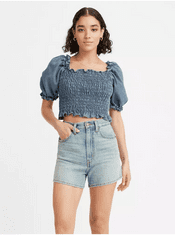 Levis Modrá dámska cropped halenka s balónovými rukávmi Levi's S