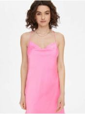 ONLY Ružové saténové krátke šaty na ramienka s odhaleným chrbtom ONLY Primrose XL
