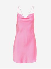 ONLY Ružové saténové krátke šaty na ramienka s odhaleným chrbtom ONLY Primrose XL