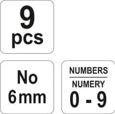 YATO Razidlá číselné 6 mm 9 ks 0-9