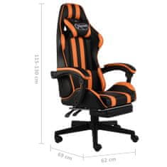Vidaxl Herná stolička s opierkou na nohy čierna a oranžová umelá koža