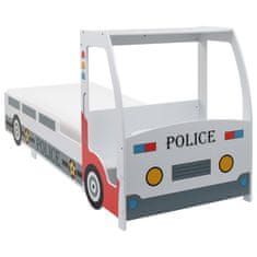 Vidaxl Detská posteľ policajné auto, matrac, 90x200 cm, H2