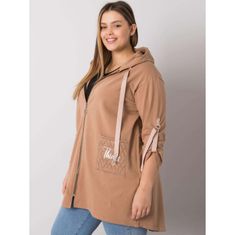 RELEVANCE Dámska plus size mikina na zips ZURICH hnedá RV-BL-6795.84_381232 Univerzálne