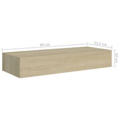 Petromila vidaXL Nástenná zásuvková polica dubová 60x23,5x10 cm MDF