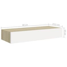 Petromila vidaXL Nástenná zásuvková polica dub a biela 60x23,5x10 cm MDF