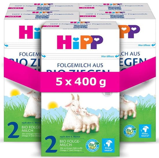 HiPP 2 BIO Kozie mlieko od 6. mesiaca, 5 x 400 g