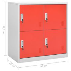 Petromila vidaXL Uzamykacie skrinky 5 ks bledosivé a červené 90x45x92,5 cm oceľové