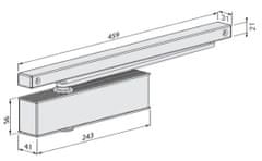 ECO Schulte Dverný zatvárač TS-41 s klznou lištou EN1-4, RAL9006 strieborný, vrátane montážnej dosky