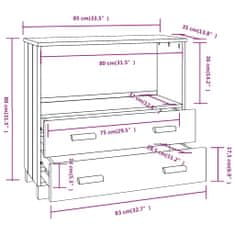 Vidaxl Komoda medovo-hnedá 85x35x80 cm masívne borovicové drevo