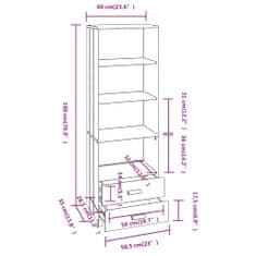 Vidaxl Komoda biela 60x35x180 cm masívne borovicové drevo