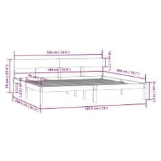 Vidaxl Posteľný rám borovicový masív 180x200 cm UK veľká manželská